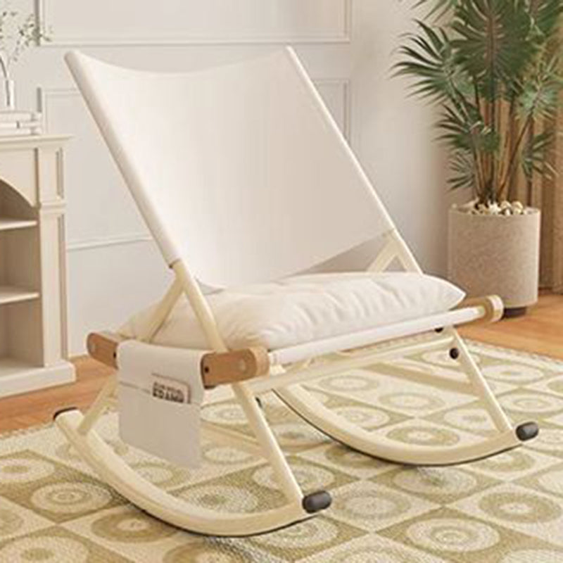 Modern Minimalist Teslin Polyester Linen Fabric Iron Rectangular Rocking Chair Backrest Armless For Living Room