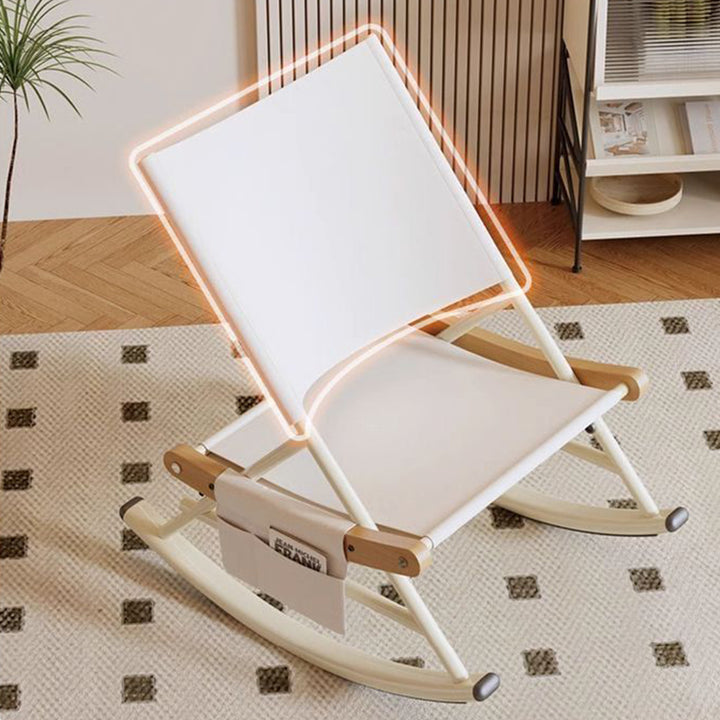 Modern Minimalist Teslin Polyester Linen Fabric Iron Rectangular Rocking Chair Backrest Armless For Living Room
