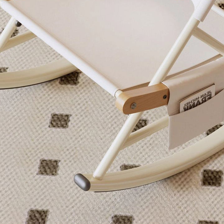 Modern Minimalist Teslin Polyester Linen Fabric Iron Rectangular Rocking Chair Backrest Armless For Living Room