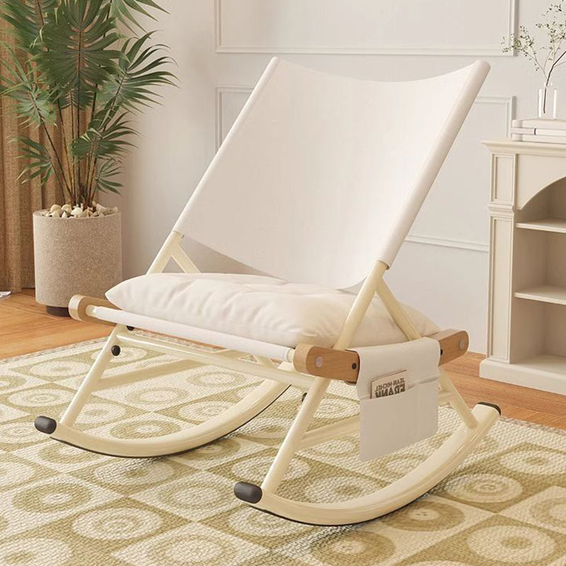 Modern Minimalist Teslin Polyester Linen Fabric Iron Rectangular Rocking Chair Backrest Armless For Living Room