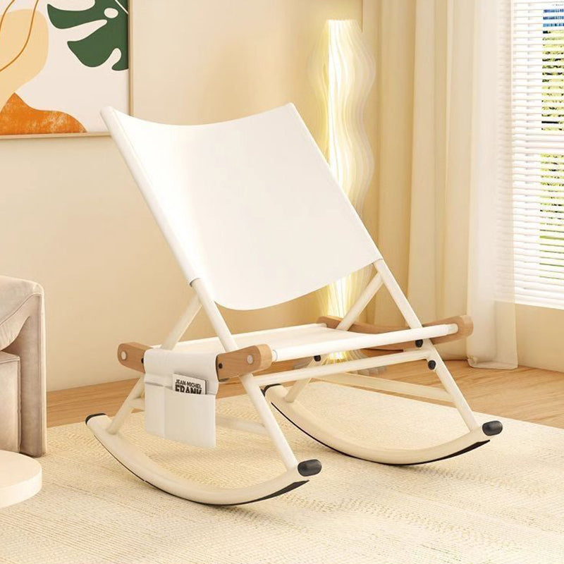Modern Minimalist Teslin Polyester Linen Fabric Iron Rectangular Rocking Chair Backrest Armless For Living Room