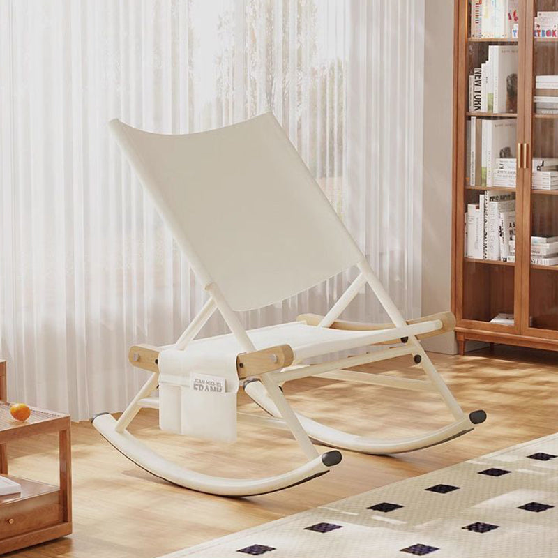 Modern Minimalist Teslin Polyester Linen Fabric Iron Rectangular Rocking Chair Backrest Armless For Living Room