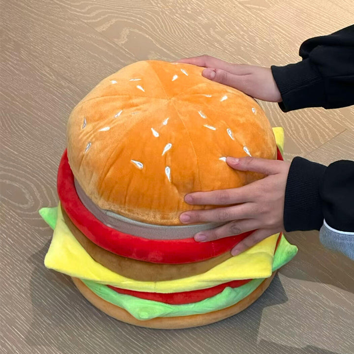 Contemporary Creative Velvet Particleboard Round Hamburger Low Stool Removable &amp; Storage For Living Room