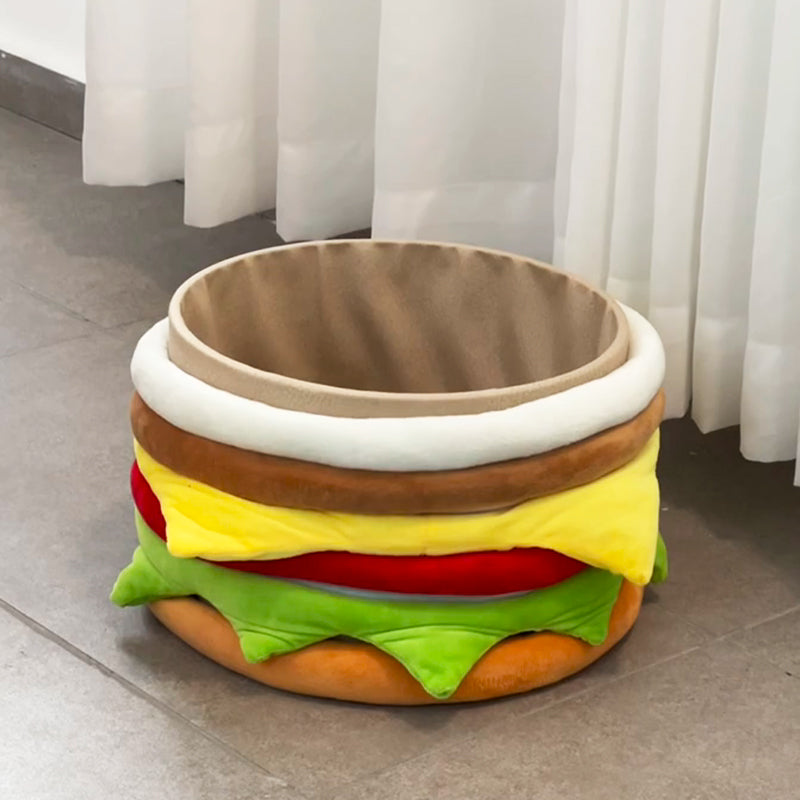 Zeitgenössischer Kreativer Samt Spanplatten Runder Hamburger Niedriger Hocker Abnehmbar & Aufbewahrung Für Wohnzimmer