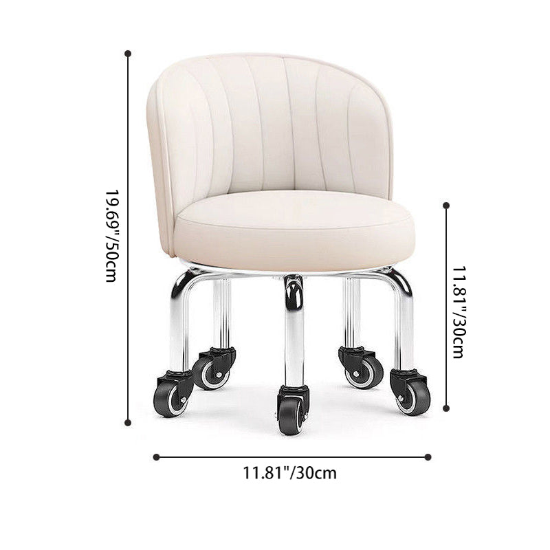 Modern Minimalist Faux Leather Iron Round Movable Low Stool For Living Room