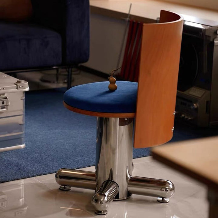 Chaise de salle à manger pivotante contemporaine rétro en velours, bois massif, contreplaqué et acier inoxydable, avec dossier, pour salle à manger et cuisine 