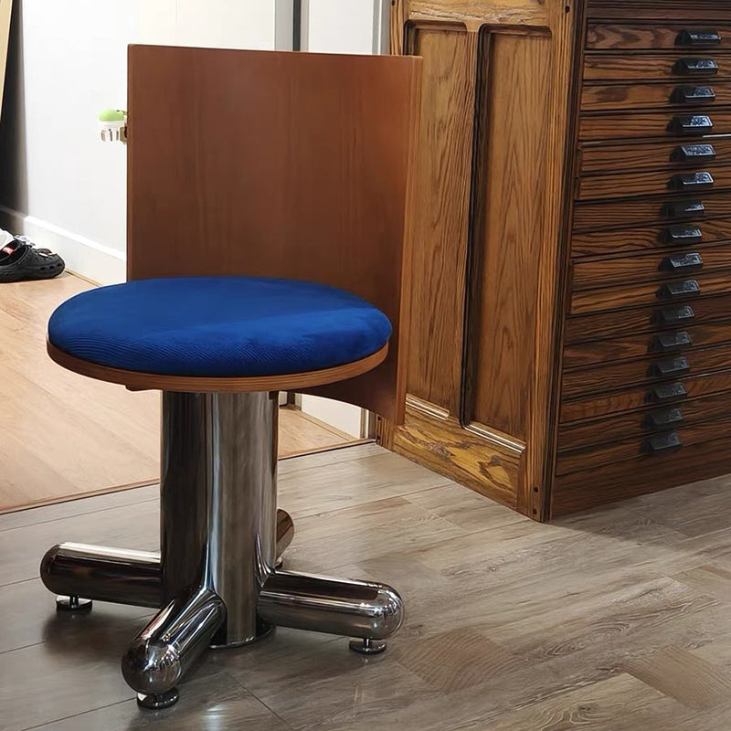 Chaise de salle à manger pivotante contemporaine rétro en velours, bois massif, contreplaqué et acier inoxydable, avec dossier, pour salle à manger et cuisine 