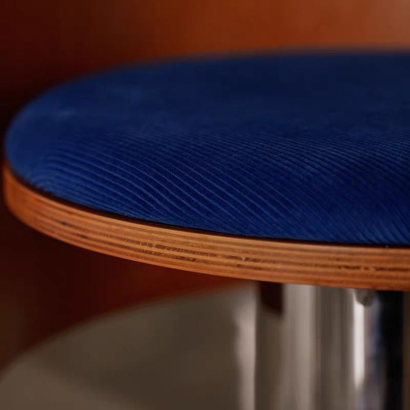 Chaise de salle à manger pivotante contemporaine rétro en velours, bois massif, contreplaqué et acier inoxydable, avec dossier, pour salle à manger et cuisine 