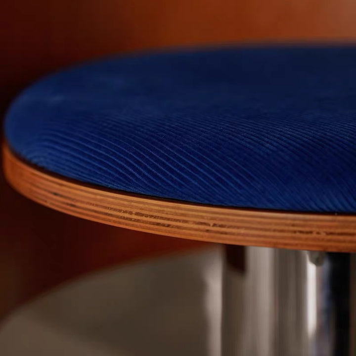 Chaise de salle à manger pivotante contemporaine rétro en velours, bois massif, contreplaqué et acier inoxydable, avec dossier, pour salle à manger et cuisine 