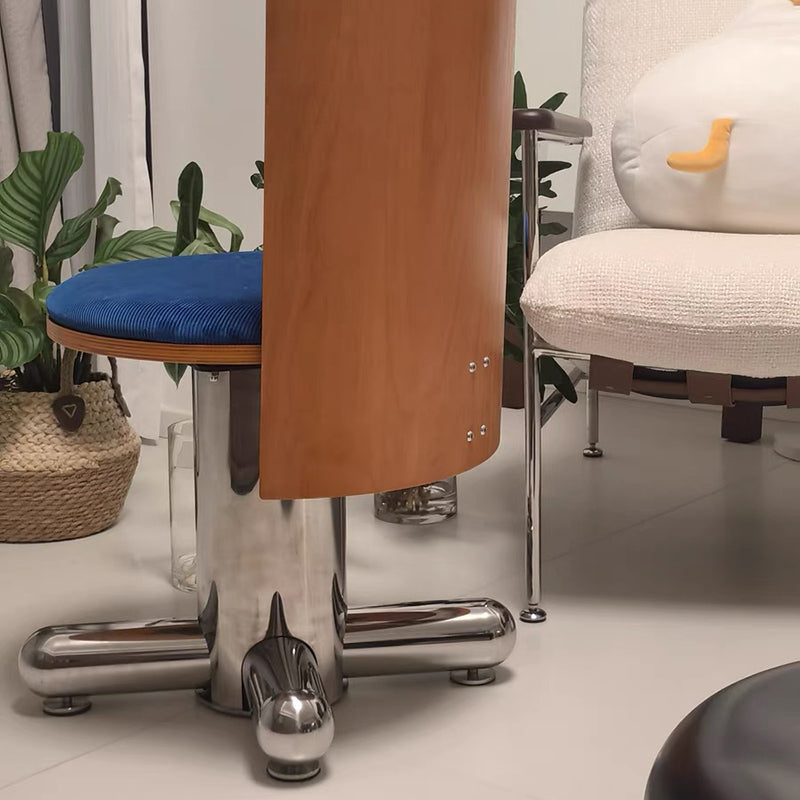 Chaise de salle à manger pivotante contemporaine rétro en velours, bois massif, contreplaqué et acier inoxydable, avec dossier, pour salle à manger et cuisine 