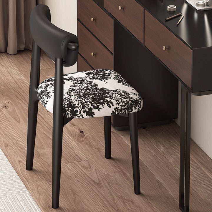 Modern Mid-Century Linen Microfiber Leather Cat Scratch Leather Carbon Steel Square Dining Chair Backrest Armless For Dining Room & Kitchen