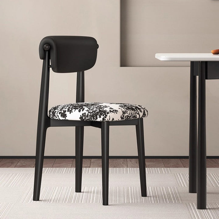 Modern Mid-Century Linen Microfiber Leather Cat Scratch Leather Carbon Steel Square Dining Chair Backrest Armless For Dining Room & Kitchen