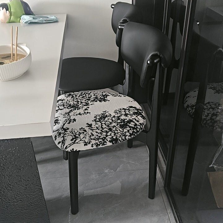Chaise de salle à manger carrée sans accoudoirs, dossier, en lin, microfibre, cuir, griffoir pour chat, acier au carbone, style mid-century moderne, pour salle à manger et cuisine 