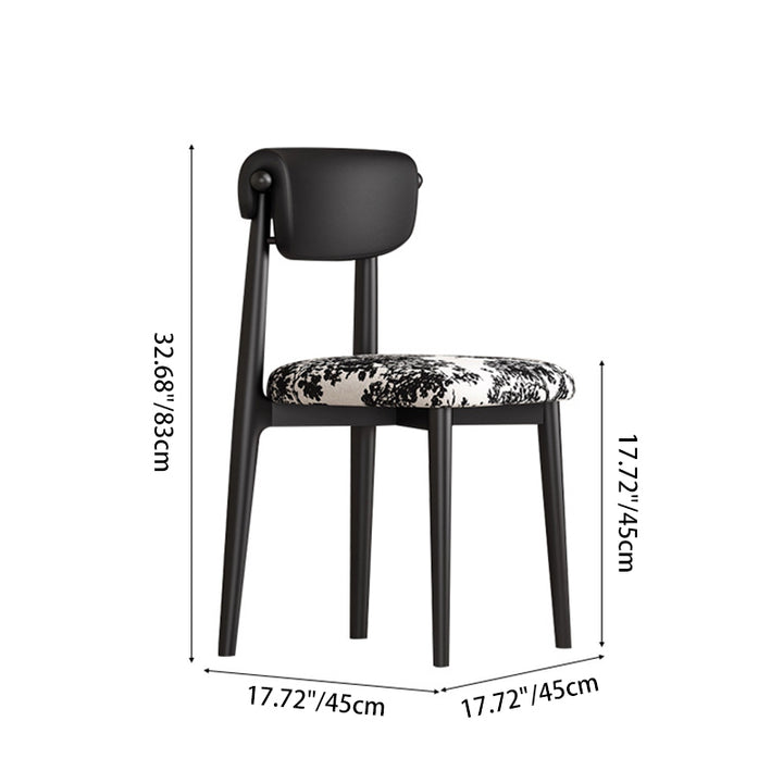 Modern Mid-Century Linen Microfiber Leather Cat Scratch Leather Carbon Steel Square Dining Chair Backrest Armless For Dining Room & Kitchen