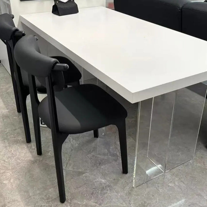Chaise de salle à manger carrée sans accoudoirs, dossier, en lin, microfibre, cuir, griffoir pour chat, acier au carbone, style mid-century moderne, pour salle à manger et cuisine 