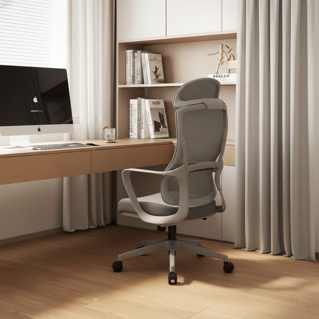 Stilvoller &amp; komfortabler Bürostuhl mit hoher Rückenlehne - minimalistisches, atmungsaktives Mesh &amp; erstklassige Lordosenstütze für das Homeoffice 