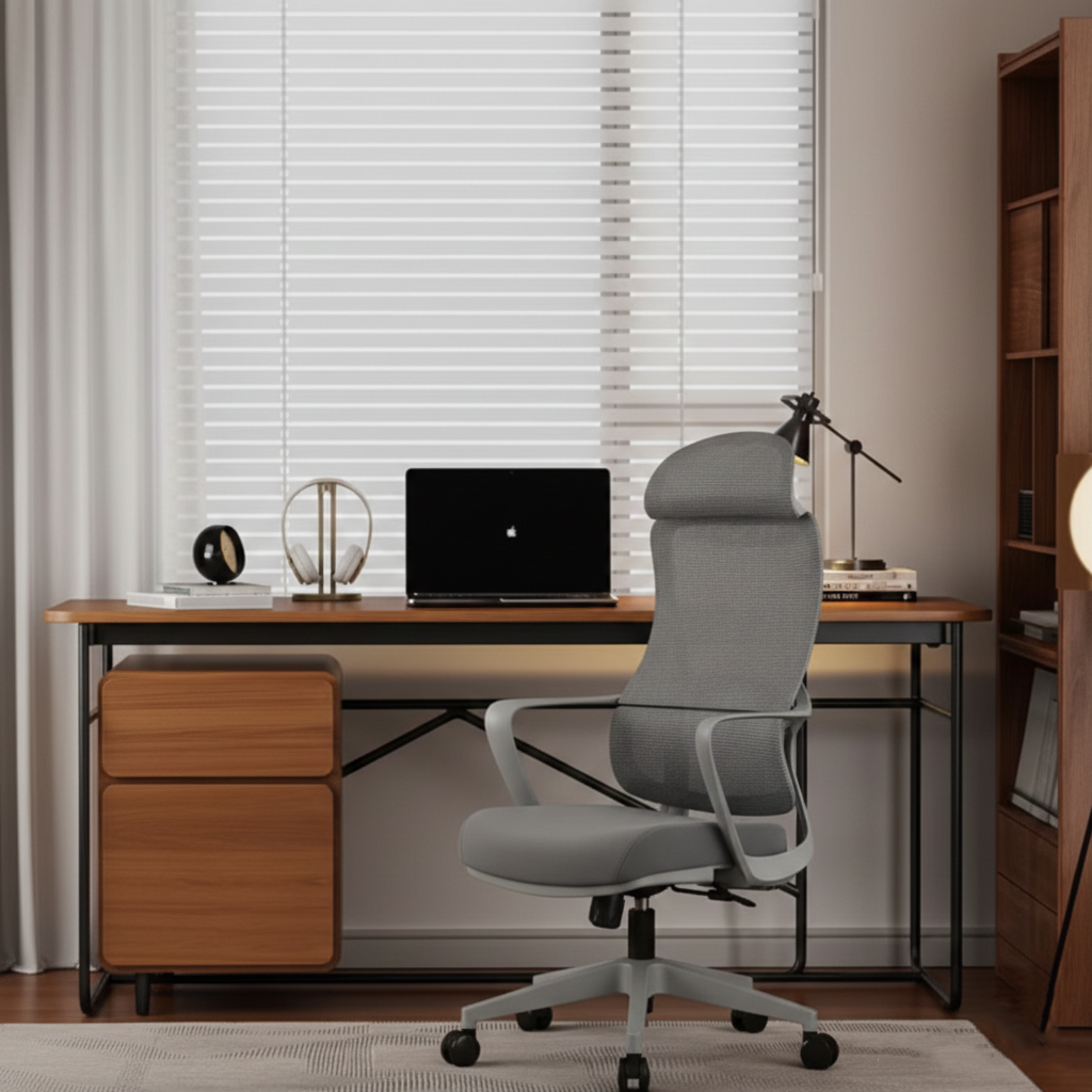 Stilvoller &amp; komfortabler Bürostuhl mit hoher Rückenlehne - minimalistisches, atmungsaktives Mesh &amp; erstklassige Lordosenstütze für das Homeoffice 