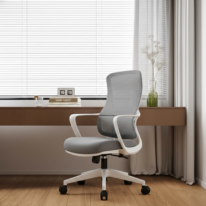 Memory Sponge Seat & Breathable Mesh Back Desk Chair - Minimalist PU Silent Casters & Butterfly Base For Home Office