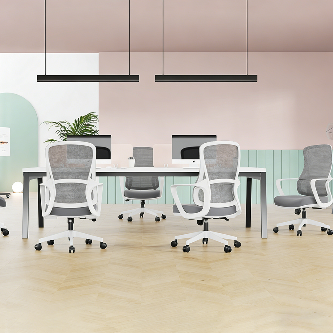 Memory-Schaum-Sitz &amp; atmungsaktive Netzrücken-Bürostuhl - Minimalistischer PU-Silent-Rollen &amp; Schmetterlingsfuß für das Homeoffice 