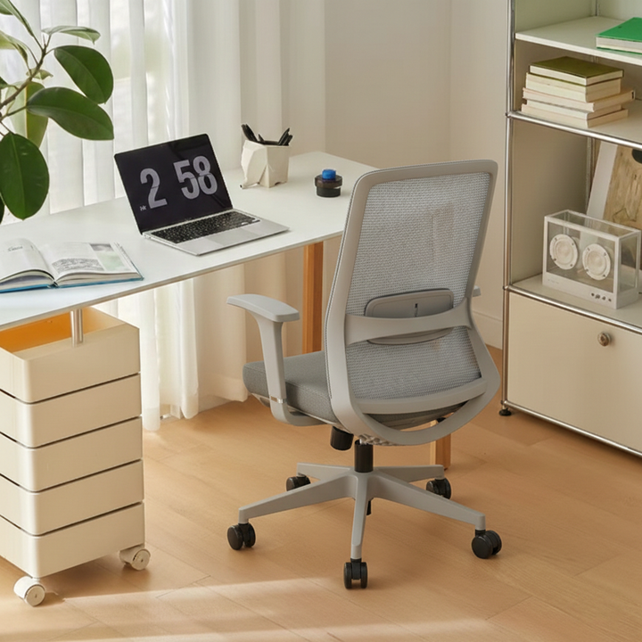 Ergonomic Mid-Back Desk Chair - Minimalist Office Chair With Adjustable Lumbar Support & Memory Sponge Seat For Home Office