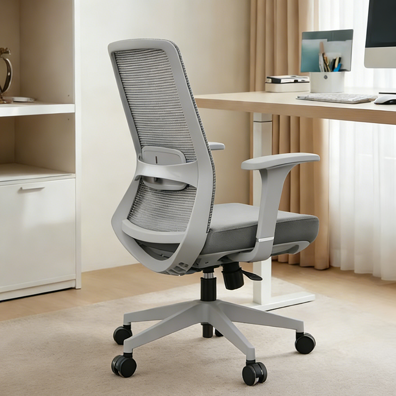Ergonomic Mid-Back Desk Chair - Minimalist Office Chair With Adjustable Lumbar Support &amp; Memory Sponge Seat For Home Office