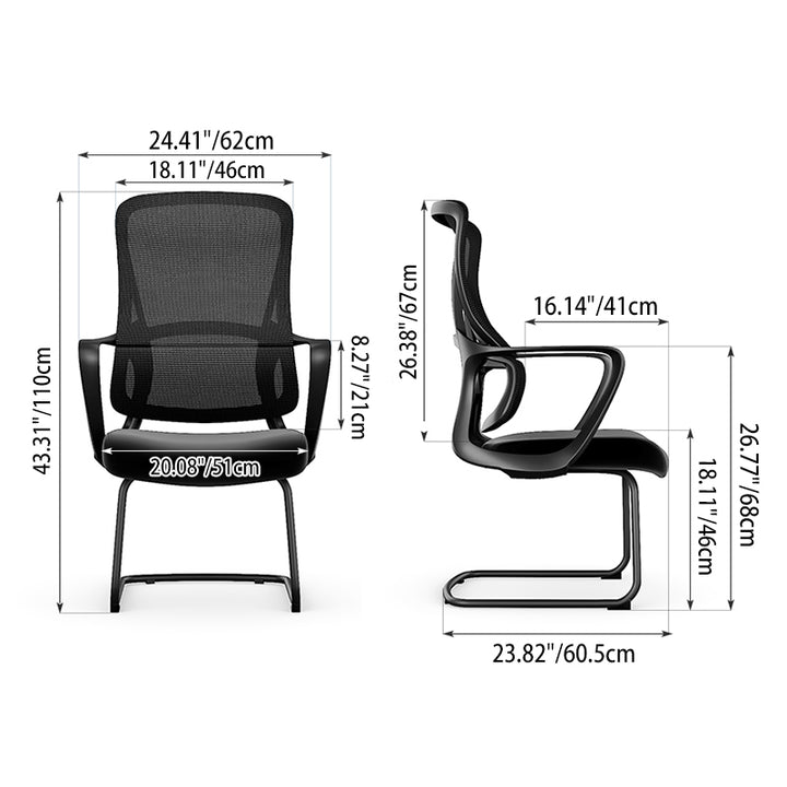 Stylish Black Mesh Executive Desk Chair - Minimalist High-End Visitor Chair With Memory Foam Seat & Steel Frame For Home Office