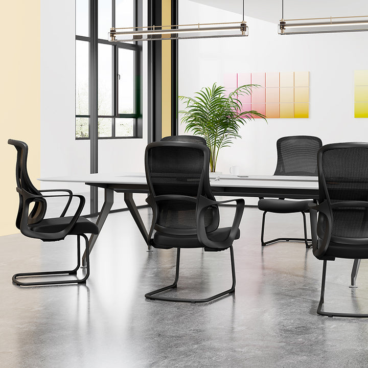 Stylish Black Mesh Executive Desk Chair - Minimalist High-End Visitor Chair With Memory Foam Seat &amp; Steel Frame For Home Office