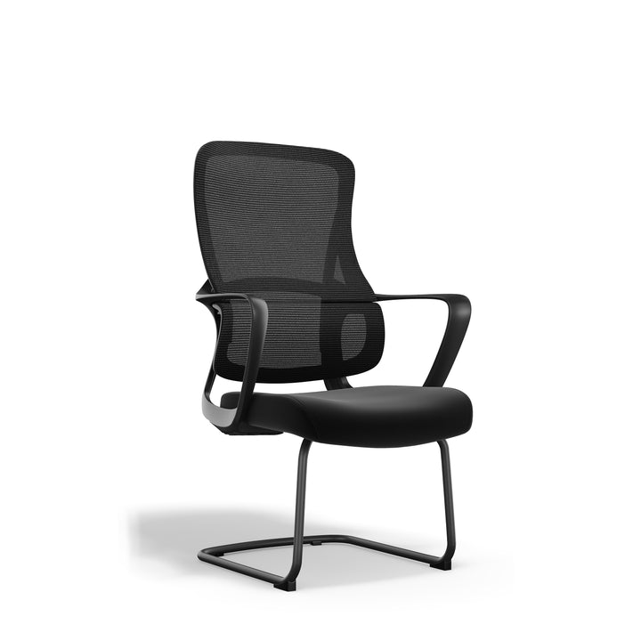 Stylish Black Mesh Executive Desk Chair - Minimalist High-End Visitor Chair With Memory Foam Seat &amp; Steel Frame For Home Office