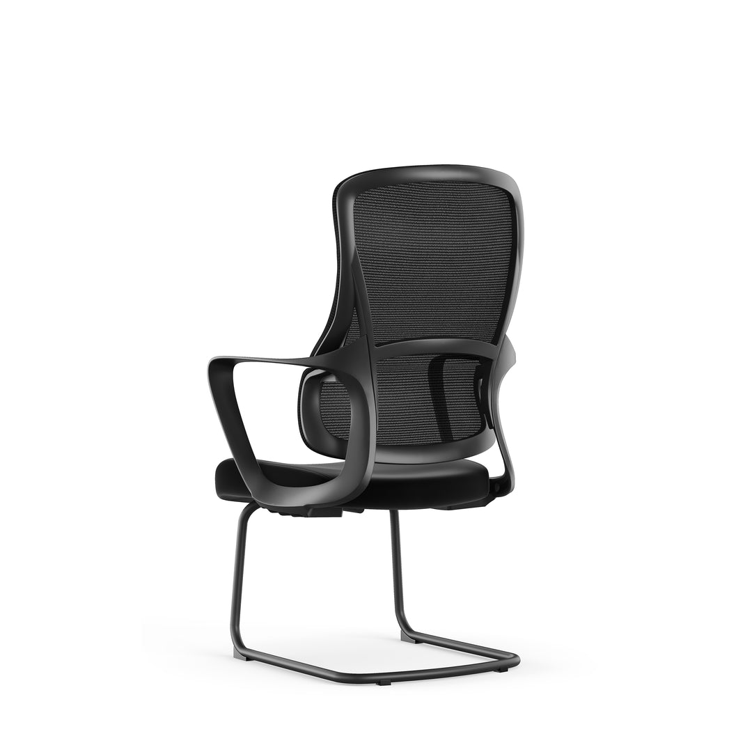 Stylish Black Mesh Executive Desk Chair - Minimalist High-End Visitor Chair With Memory Foam Seat &amp; Steel Frame For Home Office