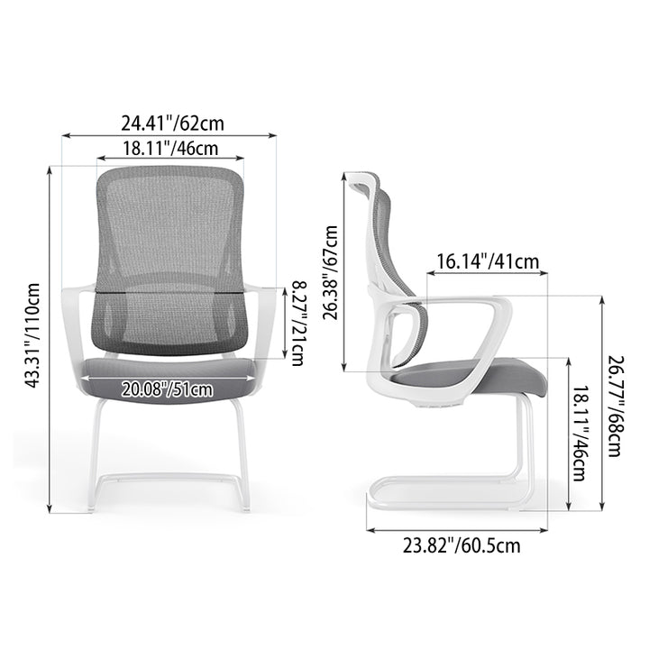 Modern Fixed Armrests Mesh Fabric Desk Chair - Minimalist Lumbar Support & Durable A3 Steel Frame For Home Office