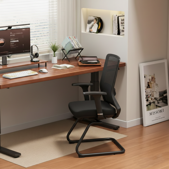 Adjustable Lumbar Support Executive Desk - Minimalist Chair With Breathable Mesh & Sturdy Steel Frame For Home Office
