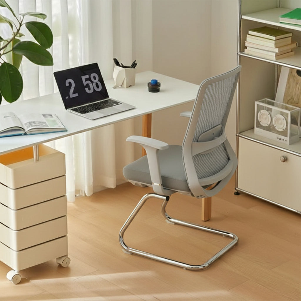 Atmungsaktiver Netzstoff- &amp; verstellbarer Rückenschutz-Schreibtischstuhl - minimalistischer, stilvoller Chefsessel mit robustem Stahlrahmen für das Homeoffice 