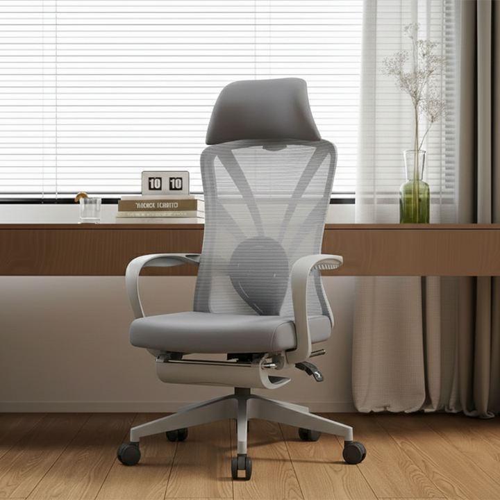 Silla de escritorio ergonómica con respaldo de pavo real y reposacabezas ajustable y soporte lumbar - silla de descanso minimalista con reclinación de 150° y esponja de alta densidad para máxima comodidad para oficina en casa 