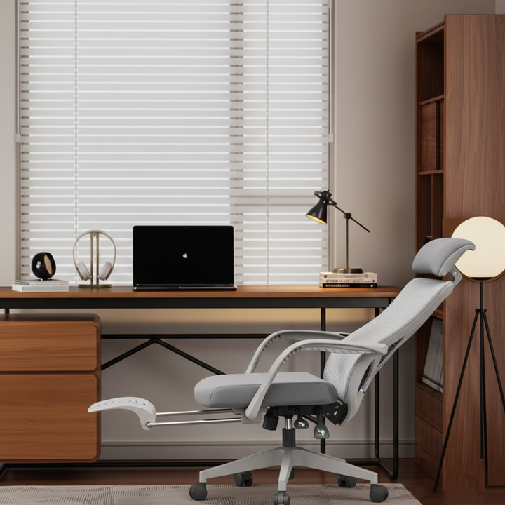 Silla de escritorio ergonómica con respaldo de pavo real y reposacabezas ajustable y soporte lumbar - silla de descanso minimalista con reclinación de 150° y esponja de alta densidad para máxima comodidad para oficina en casa 