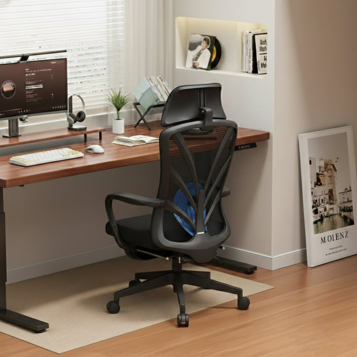 Peacock Back Adjustable Recliner Desk Chair - Minimalist Ergonomic Design 150° Recline & Breathable Mesh & SGS Certified Gas Lift For Home Office