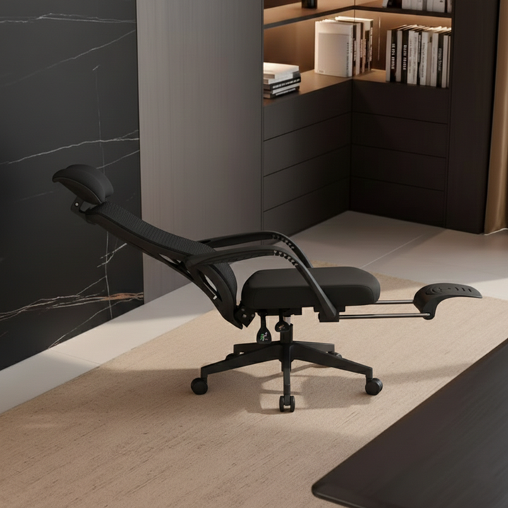 Verstellbarer Schreibtischstuhl mit Pfauenrückenlehne - Minimalistisches ergonomisches Design, 150° Liegefunktion, atmungsaktives Netzgewebe &amp; SGS-zertifizierte Gasdruckfeder fürs Homeoffice 