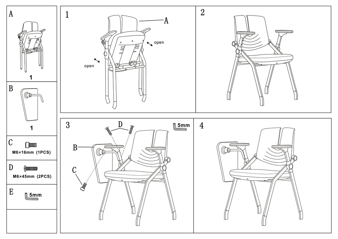 Ergonomischer klappbarer Schreibtischstuhl für Komfort &amp; Langlebigkeit – minimalistischer Stuhl mit weißem Rahmen, verstellbarer Rückenlehne &amp; geräuscharmen Rollen für das Homeoffice 
