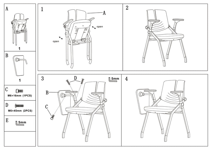Ergonomischer klappbarer Schreibtischstuhl für Komfort &amp; Langlebigkeit – minimalistischer Stuhl mit weißem Rahmen, verstellbarer Rückenlehne &amp; geräuscharmen Rollen für das Homeoffice 