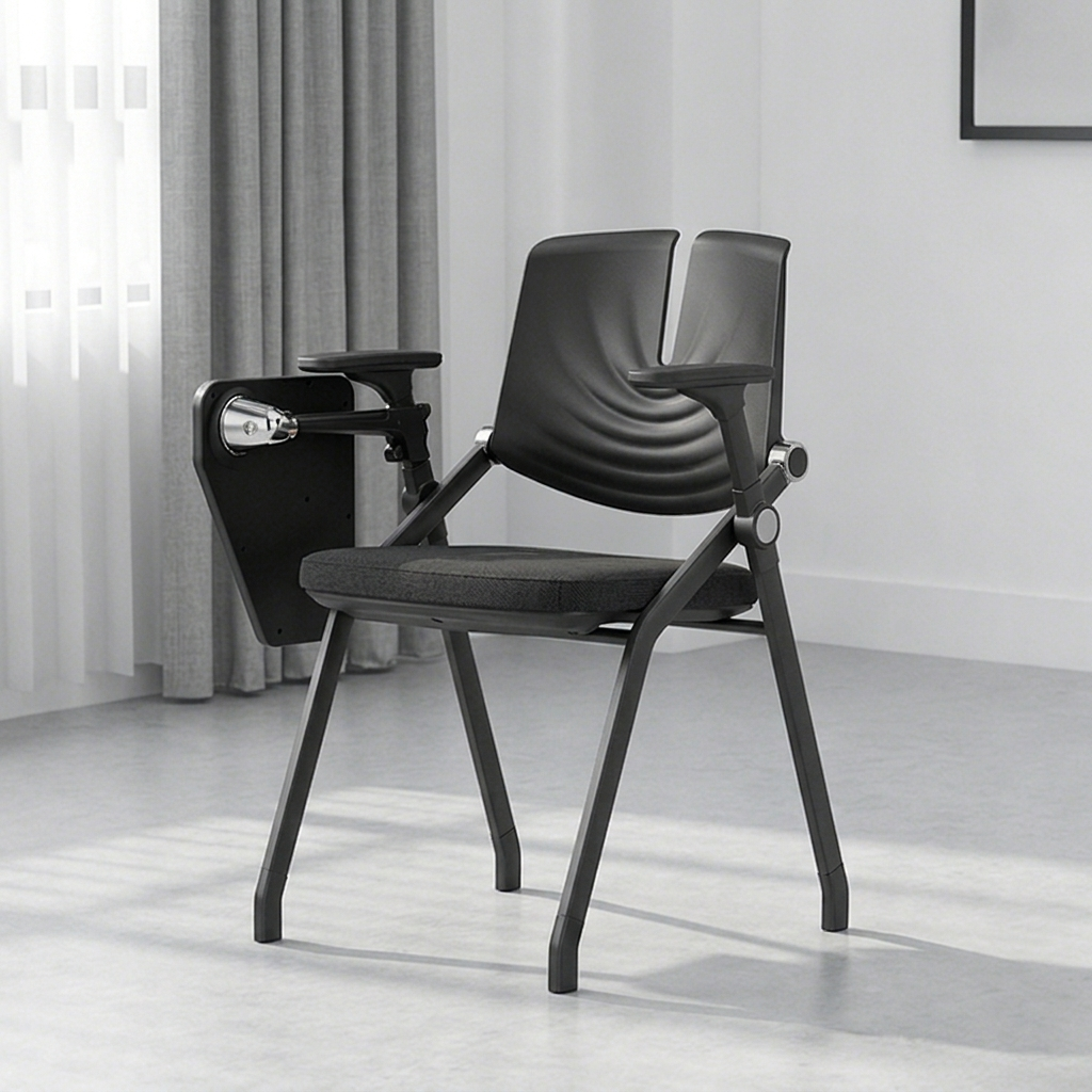 Premium High-Density Sponge Ergonomic Desk Chair - Minimalist Foldable Chair With Adjustable Armrests &amp; Writing Board For Home Office