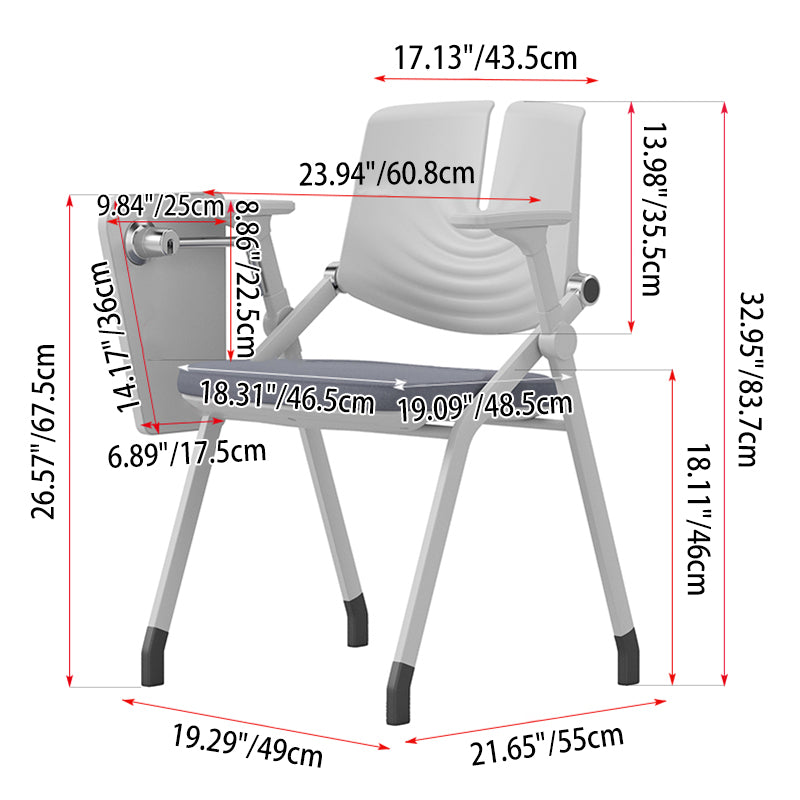 Platzsparender klappbarer Schreibtischstuhl mit 180° drehbarer Schreibplatte – minimalistisches Design, leise Rollen und verstellbare Armlehnen, komfortabel und praktisch fürs Homeoffice 