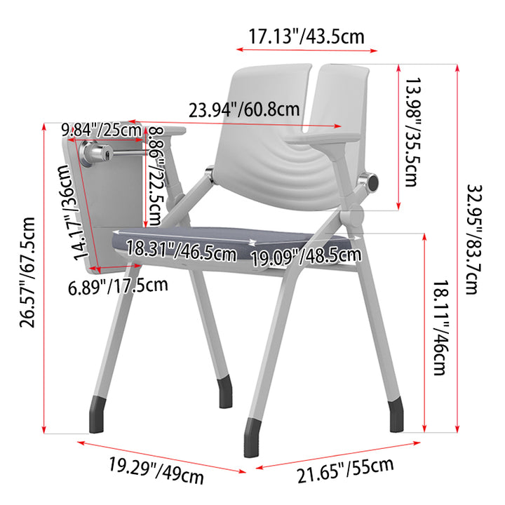 Space-Saving Foldable 180° Rotating Writing Board Desk Chair - Minimalist Silent Casters & Adjustable Armrests & Comfortable & Practical For Home Office