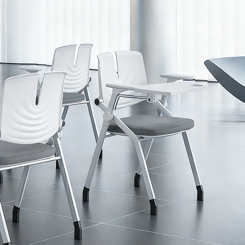 Platzsparender klappbarer Schreibtischstuhl mit 180° drehbarer Schreibplatte – minimalistisches Design, leise Rollen und verstellbare Armlehnen, komfortabel und praktisch fürs Homeoffice 