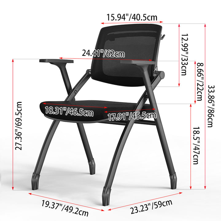 Ergonomic Adjustable Tilt Desk Chair - Minimalist Foldable Office Chair With Breathable Mesh & Bag Hook For Home Office