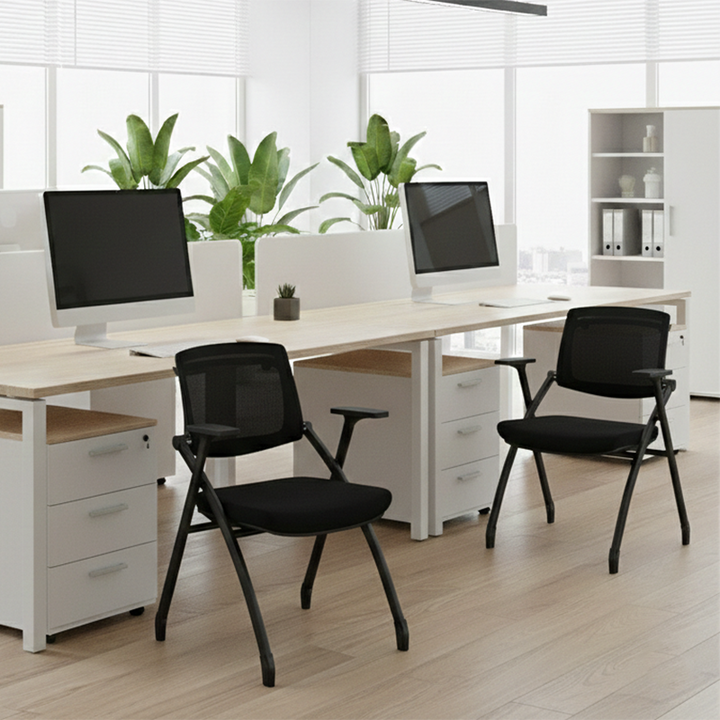 Ergonomic Adjustable Tilt Desk Chair - Minimalist Foldable Office Chair With Breathable Mesh & Bag Hook For Home Office