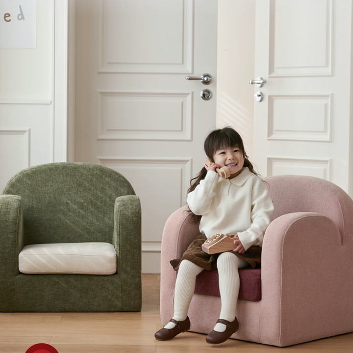 Cute Toddler Couch Plush Soft Chenille Teddy Fleece Kids Sofa - Nordic Chair With Wide Cushioned Seat And Stable Weighted Base For Living Room