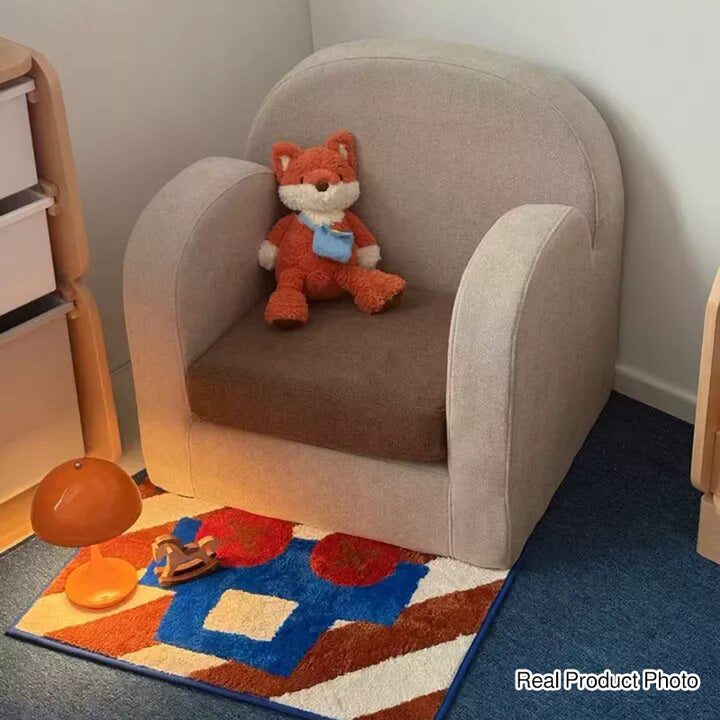 Cute Toddler Couch Plush Soft Chenille Teddy Fleece Kids Sofa - Nordic Chair With Wide Cushioned Seat And Stable Weighted Base For Living Room