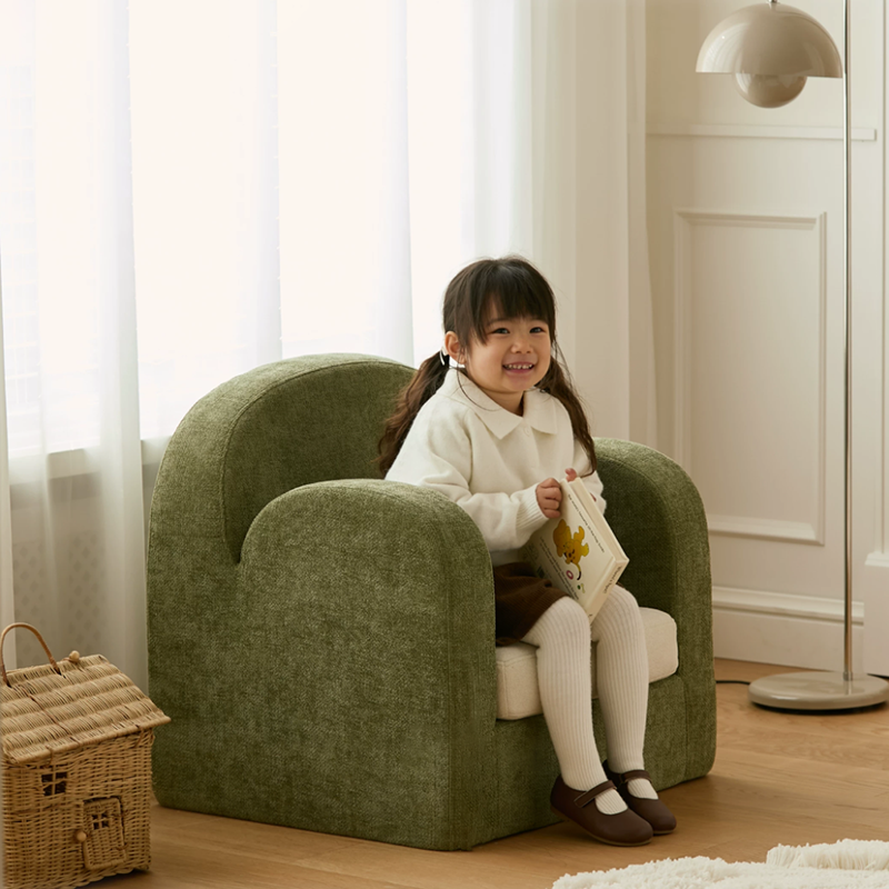 Cute Toddler Couch Plush Soft Chenille Teddy Fleece Kids Sofa - Nordic Chair With Wide Cushioned Seat And Stable Weighted Base For Living Room