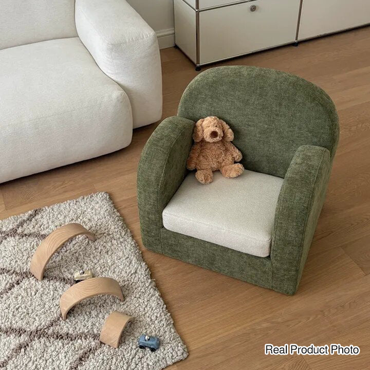 Cute Toddler Couch Plush Soft Chenille Teddy Fleece Kids Sofa - Nordic Chair With Wide Cushioned Seat And Stable Weighted Base For Living Room