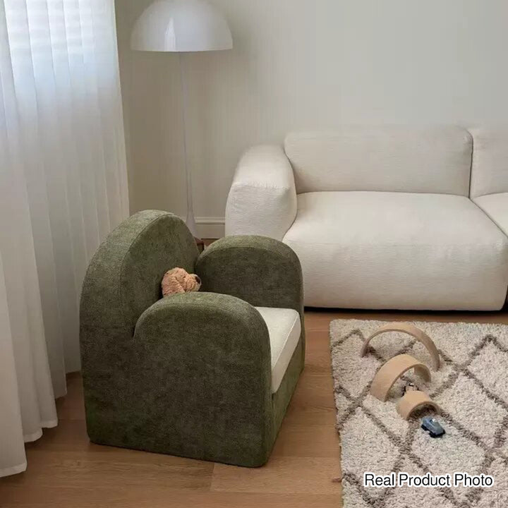 Cute Toddler Couch Plush Soft Chenille Teddy Fleece Kids Sofa - Nordic Chair With Wide Cushioned Seat And Stable Weighted Base For Living Room