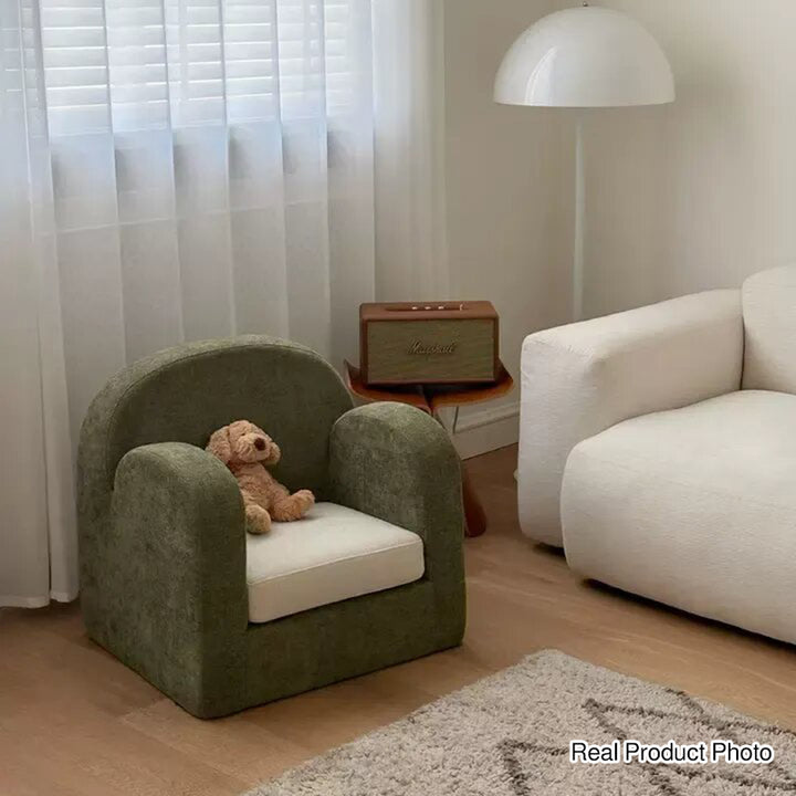Cute Toddler Couch Plush Soft Chenille Teddy Fleece Kids Sofa - Nordic Chair With Wide Cushioned Seat And Stable Weighted Base For Living Room
